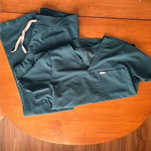 Figs Teal Boot Cut Pants & Top Set